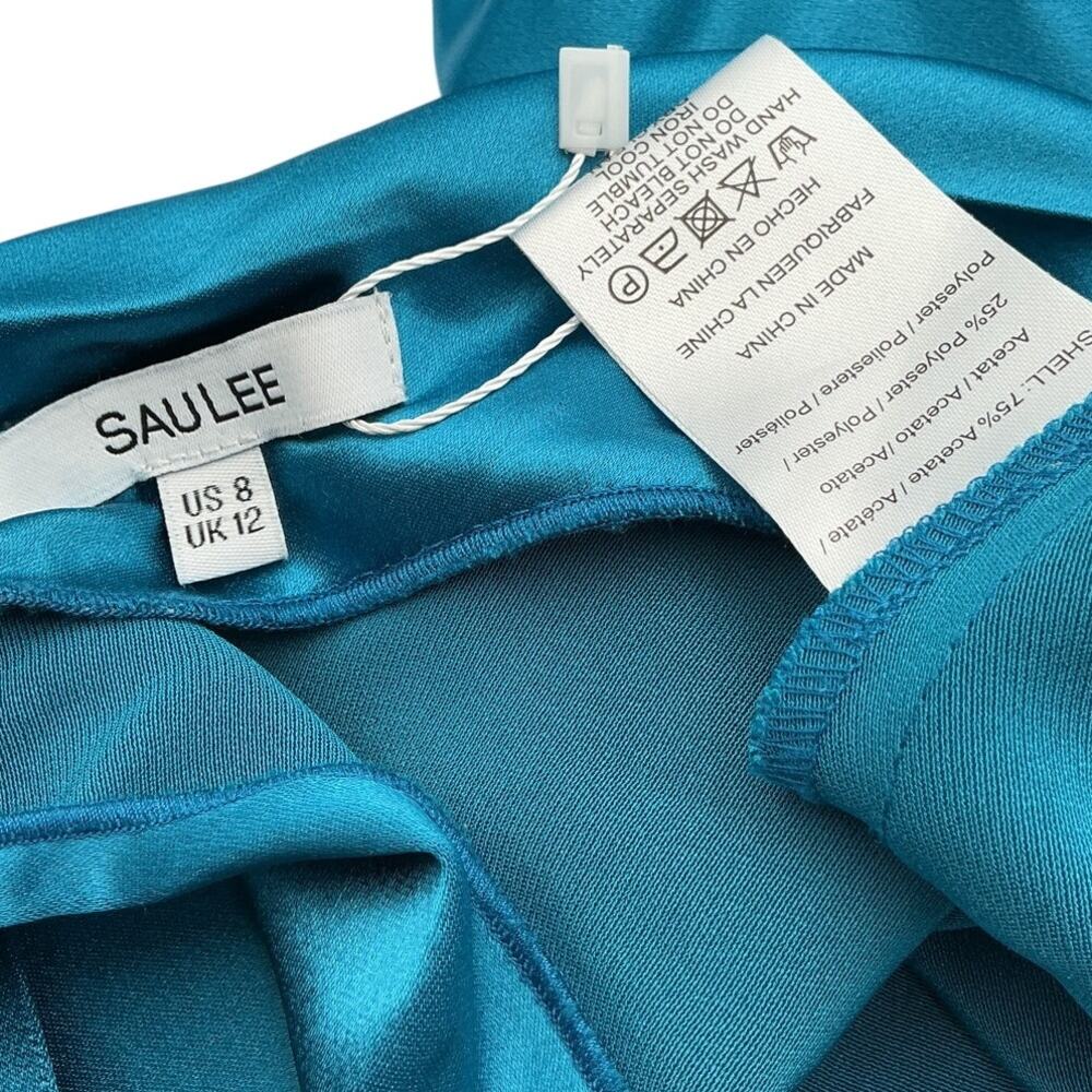 Sau Lee Satin Blue Penella Gown Size 8 - Picture 4 of 4